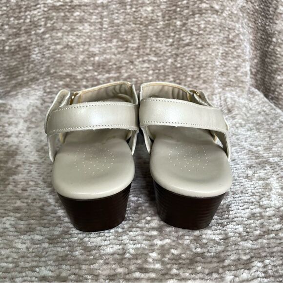 SAS Suntimer Leather Open Toe Block Heel Sandal Bone‎ Women's sz 8.5 S Slim - Picture 5 of 8
